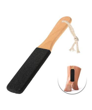 Foot File Foot Scrubber Dead Skin Remover Foot Callus Remover with Wooden Handle for Removes Hard Dead Skin Dry Calluses Rough and Cracked Corn Feet (Black)