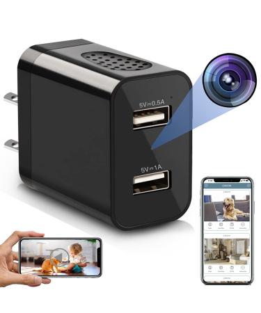 Spy Camera Wireless Hidden WiFi Charger Camera with Remote View - 1080P HD Hidden Nanny Cam - LUOHE Mini USB Hidden Spy Camera Charger - Premium Security Camera Recorder Surveillance Spy Cam, Black