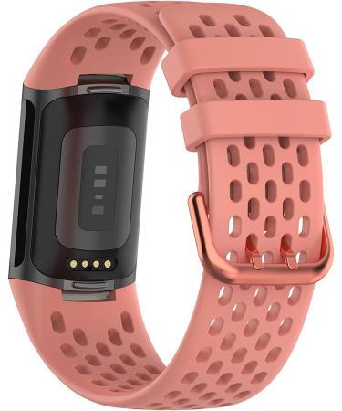 TopPerfekt Sport Bands for Fitbit Charge 5 - Adjustable Breathable Silicone Replacement Band - Orange Pink - Women Men - Buy Online on SooperMarket.com