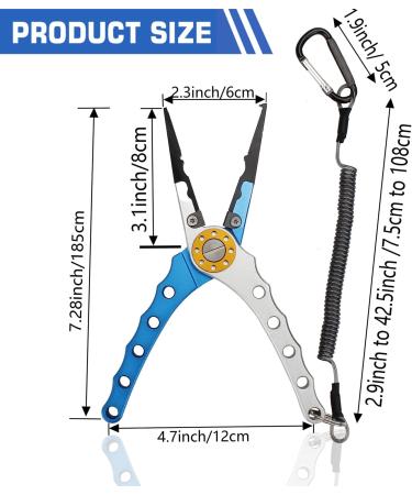 Coollto 3PC Premium Fishing Pliers Set | Stainless Steel Fish Lip Gripper & Aluminum Pliers with Sheath | Includes Fish Hook Remover & Safety Coiled Lanyard - Buy Online on SooperMarket.com