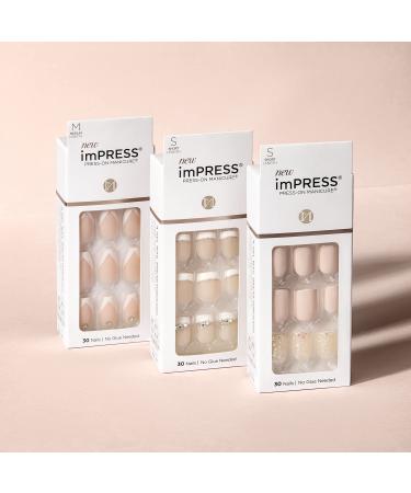 KISS imPRESS So French Press-On Manicure Nail Kit | PureFit Technology | Medium Length Nails | Includes Prep Pad, Mini Nail File, Cuticle Stick | 30 Fake Nails - Buy Online on SooperMarket.com