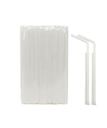 FOREVERIE 100 PCS White Plastic Adaptive Straws Individually Wrapped for Drinking Regular 0.24In Diameter 8.27in Length Bendable Flexible Disposable Soft &Thin 100 Count