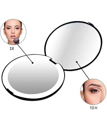 BLASHRD 3X Portable Folding Mirror with LED Light Makeup Mirror 10X Magnifying Glass 12 Lamp Bead Mini Mirror Black - Buy Online on SooperMarket.com