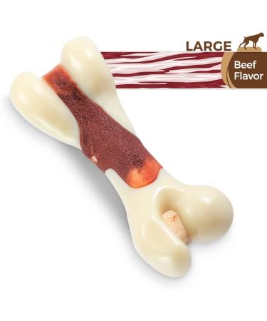Tikaton Indestructible Dog Chew Toys - Real Beef Flavor for Large, Medium & Small Puppies | Durable Teething Bones for Aggressive Chewers - Buy Online on SooperMarket.com