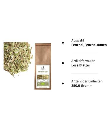Organic Fennel Seed Bio Sweet 250g | 100% Natural Pure Fennel Tea | Premium Organic Fennel Sweeties - No Artificial Additives - Buy Online on SooperMarket.com