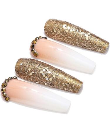 Brishow Christmas Glitter Snow False Nails - 24pcs Ballerina Acrylic Short Fake Nails for Women and Girls - Buy Online on SooperMarket.com