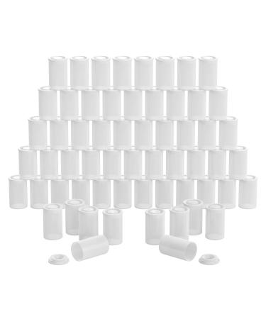 Houseables Film Canisters w/ Caps, 60 Pk, 35MM Empty Camera Reel Containers, for Rockets, White, 8 OZ, 2" H, 1" W, Plastic, Films Developing Processing Tube, Roll Case, Small Accessories, Storage 60 Pack White