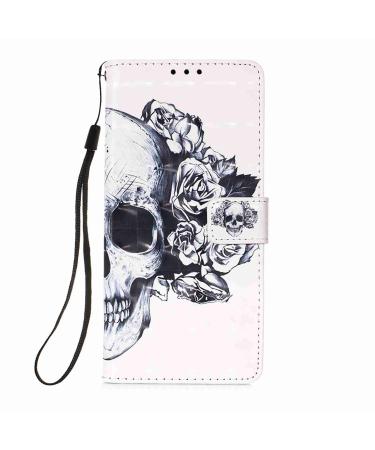 Compatible with Samsung Galaxy S23 Plus Shell Mobile Phone Shine Glitzer Glossy 3d Pattern PU Leather Bag Card Fox Card Case Wallet Case Cover For Samsung Galaxy S23 Plus skull