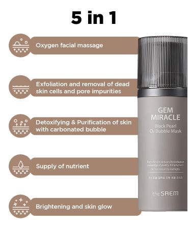 THESAEM Gem Miracle Black Pearl O2 Bubble Mask - Exfoliating Korean Wash Off Mask for Radiant Skin Deep Pore Cleansing 3.7 fl.oz - Shop Internationally - Buy Online on SooperMarket.com
