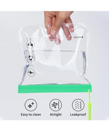 EcoHub Airport Security Liquids Bags - 2 Pack Clear EVA Toiletry Bag for Travel - Airline Approved Zip Lock Bags with Carrying Handle - Green - Buy Online on SooperMarket.com