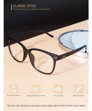 GQUEEN Large Frame Horn Glasses - Stylish UV400 Nerd Glasses for Men & Women - Prescription-Free Matt Black - Buy Online on SooperMarket.com
