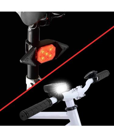 Rechargeable Bike Lights Set - Super Bright Front Headlight and Tail Light with Turn Signals for Night Riding - Buy Online on SooperMarket.com