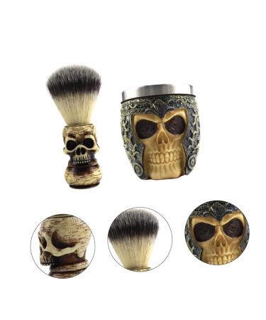 Balacoo 1 Set Skull Beard Brush Mens Badger Shaving Brush Barber Shaving Mug Facial Cleaning Brush Barber Shaving Tool Shaving Soap Bowl Hand Tools Horse Cleaning Cup Metal Man The Bubble