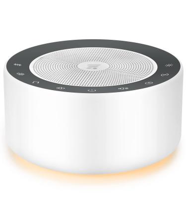 White Noise Machine with 30 High Fidelity Soundtracks, 7 Colors Night Lights, Full Touch Metal Grille and Buttons, Timer and Memory Features, Plug in, Sound Machine for Baby, Adults