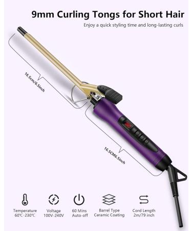 SHOW Thin Professional Curling Tongs for Short Hair - 18 Heat Settings - Purple - Buy Online on SooperMarket.com