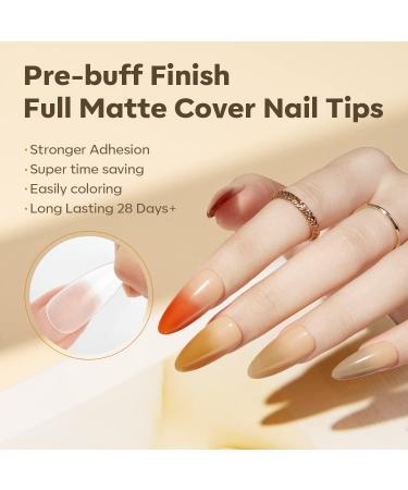 Modelones Nail Tips 500 PCS - Full Cover Soft Gel Tips Set Pre-Shaped Matte PMMA Resin 10 Sizes Medium Almond for Nail Art DIY - Buy Online on SooperMarket.com
