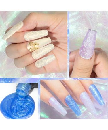 MIZHSE Pearl Gel Nail Polish Set - 6 Shimmer Colors | Pearlescent Shell Glitter | Soak Off UV Lamp Gel | White, Pink, Blue | BKJGLW208 - Buy Online on SooperMarket.com