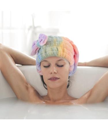 NOLITOY Quick Dry Hair Towel Wrap for Women - Cute Bowknot Design Super Absorbent for Curly & Thick Hair Colorful Elastic Hair Cap - Buy Online on SooperMarket.com