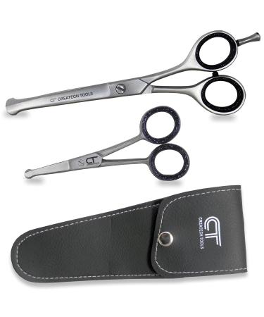 CT Pet Cat Dog Grooming Scissors Kit 6 & 4.5 inch Hair Cutting Scissors Set Japanese Stainless Steel Curved Blades with Safety Round Tips for Your Beloved Pets