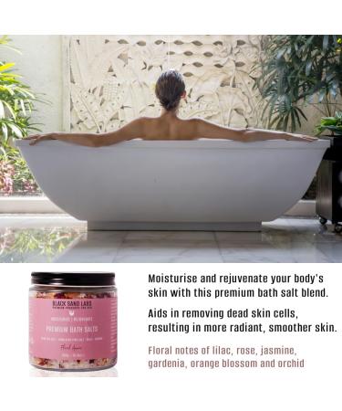 Black Sand Labs Floral Amour Premium Bath Salts - Dead Sea & Himalayan Pink Salt Blend with Rose Petals and Jasmine for Skin Rejuvenation - Luxury Bath Salts for Women - Buy Online on SooperMarket.com