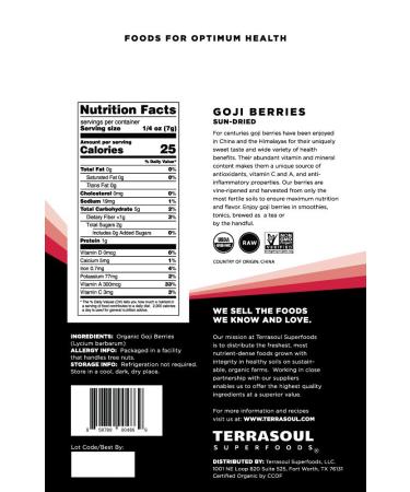 Terrasoul Superfoods Organic Goji Berries - 2 Lbs (2 Pack) | Nutrient-Rich Superfood - Buy Online on SooperMarket.com