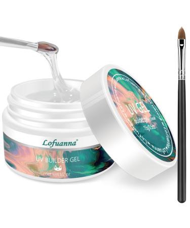 Lofuanna 15g Clear Builder Nail Gel Nail Leveling Gel Builder Gel for Nail with Acrylic Nail Brush Nail Strengthen Nail Art Manicure Set High Self-Leveling Nail Repair Nail Extension Gel(1Pcs)