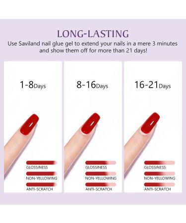 Saviland 15ML 4-in-1 Nail Glue Set for Fake Nails & Poly Gel - Super Strong Gel Base Strengthen, Slip Solution, Nail Repair Treatment - 2pcs - Buy Online on SooperMarket.com