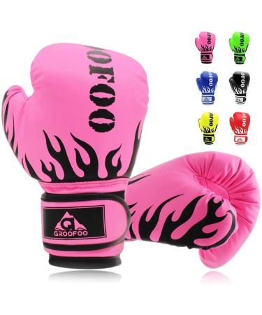 Kids Boxing Gloves 4oz 6oz 8oz Punching Gloves for Kids Youth Traning Gloves for Punching Bag Kickboxing Sparring Muay Thai MMA Fight Gloves Pink 4oz