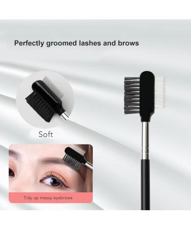 2 in 1 Eyelash Separator & Brow Comb - Stainless Steel Eyebrow Brush & Mascara Grooming Tool for Perfect Eyelash Extensions - Buy Online on SooperMarket.com