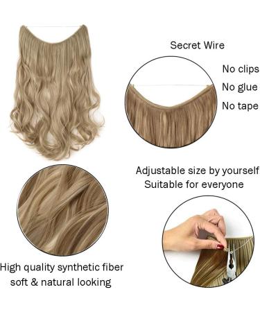 Wire in Hair Extensions No Clip in Curly Wavy Hairpieces Invisible Natural Hair Extension 20" - Dark Brown - Buy Online on SooperMarket.com