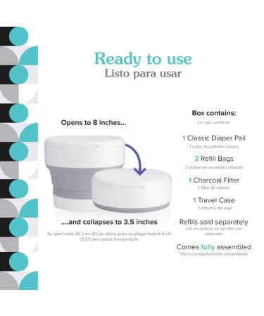 PurePail Go Portable Diaper Pail Aqua - Odor Control, No Fragrance, Collapsible for On-The-Go, Compact - Buy Online on SooperMarket.com