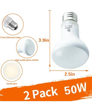 REPTI HOME Reptile Heat Lamp 2 Pack 50W Reptile Heat Lamp Bulbs Amphibian Terrarium Basking Spot Lamp for Reptile Bearded Dragon Lizard Turtle Snake - Buy Online on SooperMarket.com