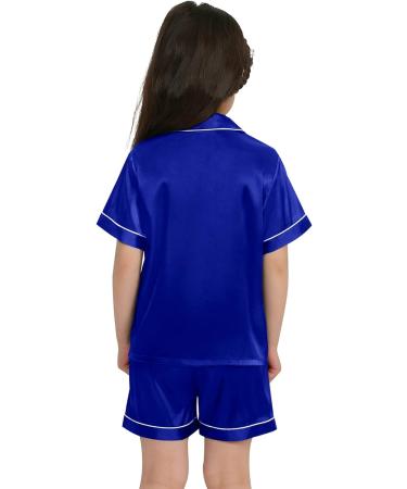 SWOMOG Kids Silk Pyjamas| Short Sleeve Satin PJs Sets for Boys & Girls| Blue, Ages 6-7| Button-Down Silky Nightwear for Children & Teens - Buy Online on SooperMarket.com