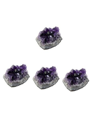 Cabilock 4pcs Amethyst Cluster Rock Purple Rough Gemstones Natural Crystal Decoration Amethyst Cave Agate