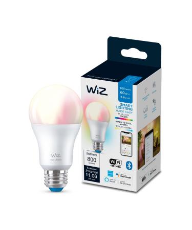 WiZ Connected Color 60W A19 Smart WiFi Light Bulb, 16 Million Colors, Compatible with Alexa and Google Home Assistant, No Hub Required, 1 Bulb A19 Color 1 Count (Pack of 1)