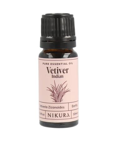 Nikura Vetiver (Indian) Essential Oil - 10ml | 100% Pure Natural Oils | Perfect for Study Focus Perfume Base Insect Repellent | Great for Self Care Diffusers Aromatherapy | Vegan & UK Made 10 ml (Pack of 1)