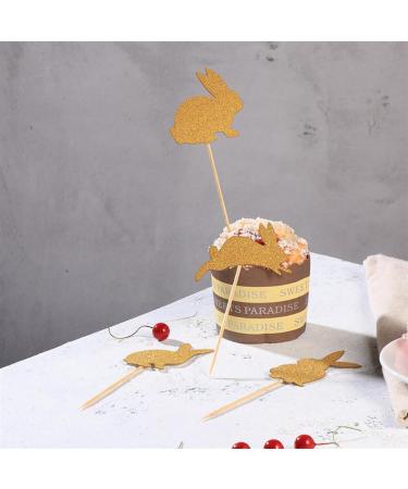 8 Pcs 4 Types Bunny Cupcake Toppers Rabbit Cake Toppers Birthday Party Easter Cake Decoration (Golden) LM - Buy Online on SooperMarket.com