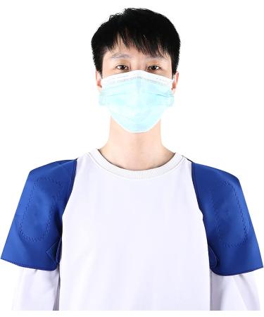 Shoulder Heating Pillow Massager | Heated Wrap Trousers | Vibration Massage for Pain Relief | Adjustable Elastic Cushion in Blue - Buy Online on SooperMarket.com