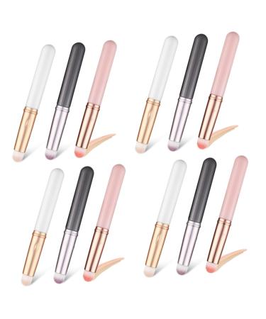 NOLITOY 12 Pcs Lip Brush Concealer Brush Crusher Makeup Brush Makeup Applicator Liner Concealer Brush with Cap Lipstick Brush Applicator Lipstick Applicator Wands Cover Gloss Plastic 10.00X1.00X1.00CMx4pcs Multix4pcs