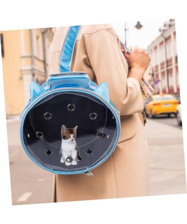 PACKOVE 1pc Pet Bag Transparent Backpack Blue Backpack Puppy Backpack Puppy Carrier Travel Space Cat Cage 35X35X17CM Blue - Buy Online on SooperMarket.com