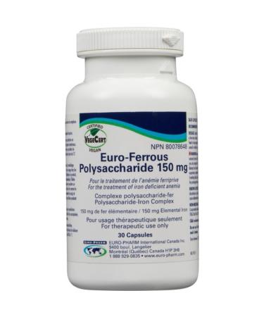 Premium Euro-Ferrous Polysaccharide 150mg - 30 Vegan Capsules for Enhanced Iron Absorption