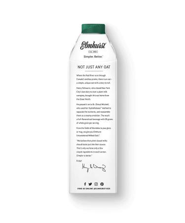 Elmhurst 32 oz Unsweetened Oat Milk - Dairy-Free Alternative - Buy Online on SooperMarket.com