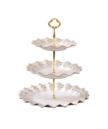 Fruit Basket Bowl Fruit Dish Three-Layer Fruit Plate Chinese Style Hollow Creative Ceramic Fruit Bowl Living Room Dining Room Kitchen Desktop Decor Candy Plate Fruit Bowls