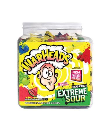 Warheads Extreme Sour Candy - 5 x Fruity Flavours - Super Sour - 964g - 240 Sweets Per Tub