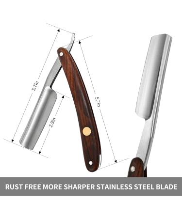 Vintage Wooden Straight Razor Set with Brush and Leather Strop | Classic Collection for Hair Shaving | Premium Quality - Buy Online on SooperMarket.com