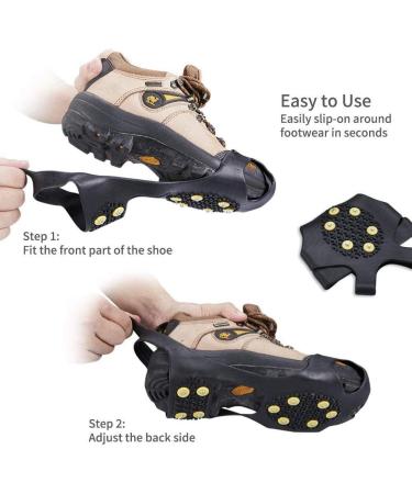 10-Stud Ice Cleats Shoe Spikes - Slip-On Crampons for Winter Outdoor Sports & Climbing - International Shipping Available - Buy Online on SooperMarket.com