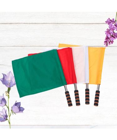 4pcs Stainless Steel Referee Flags with Sponge Handle for Soccer, Football, Volleyball - Yellow, Red, Green, White - Buy Online on SooperMarket.com