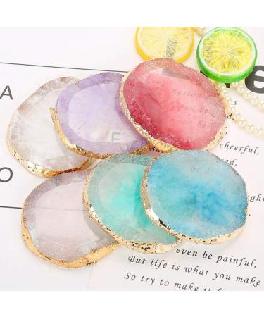 Polish Mix Palette Resin Nail Art Palette Paint Drawing Color Dish Golden Edge Resin Stone Paint Drawing Color Dish Manicure Nail DIY Tool(White) - Buy Online on SooperMarket.com