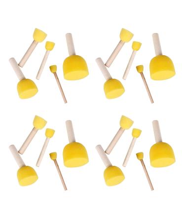 HONJIE Spouncer Round Stencil Sponge Wooden Handle Foam Brush Furniture Art Crafts Painting Tool 20 Pcs(5 Size)