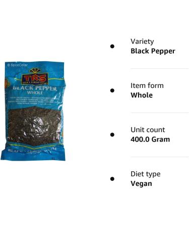 TRS Whole Black Pepper 400g - Premium Quality Spice (Pack of 1) - Buy Online on SooperMarket.com